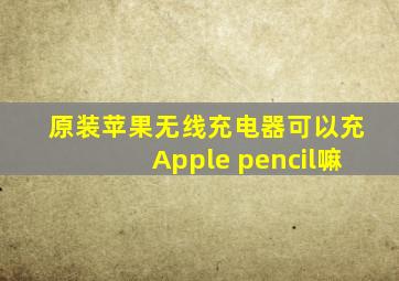 原装苹果无线充电器可以充Apple pencil嘛